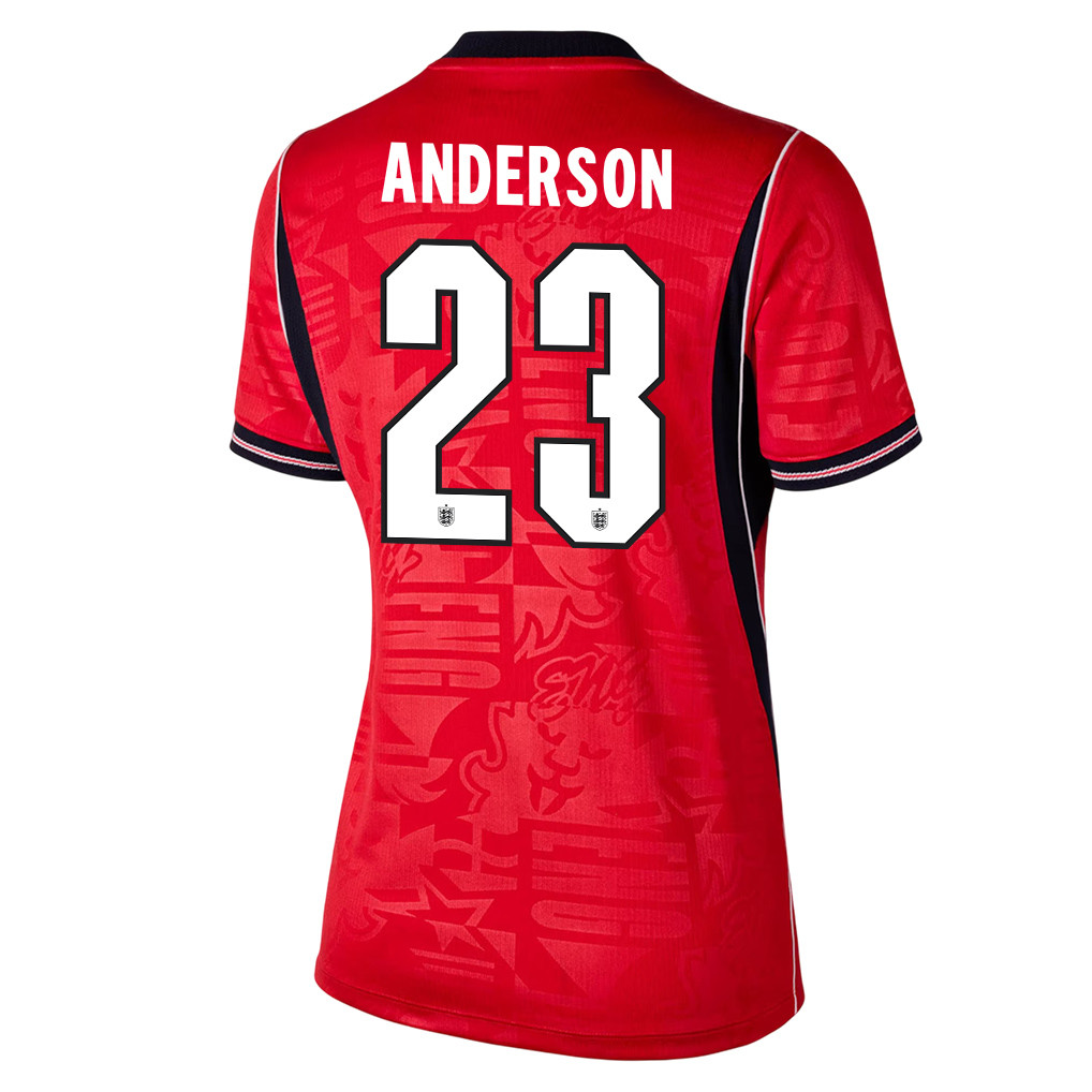 Elliot Anderson 23 Women's England National Team 2026 Away Jersey - Red - Jersey Teams