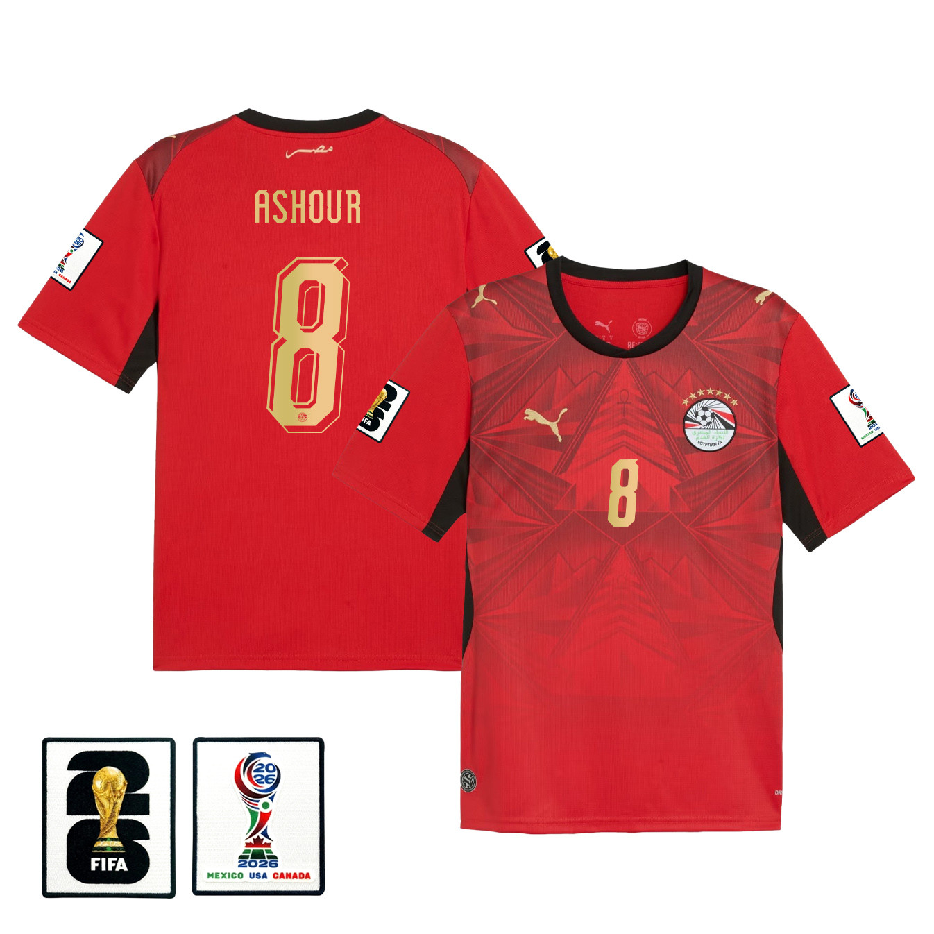 Emam Ashour 8 Egypt National Team 2026 Home Jersey - Red, Men - Jersey Teams