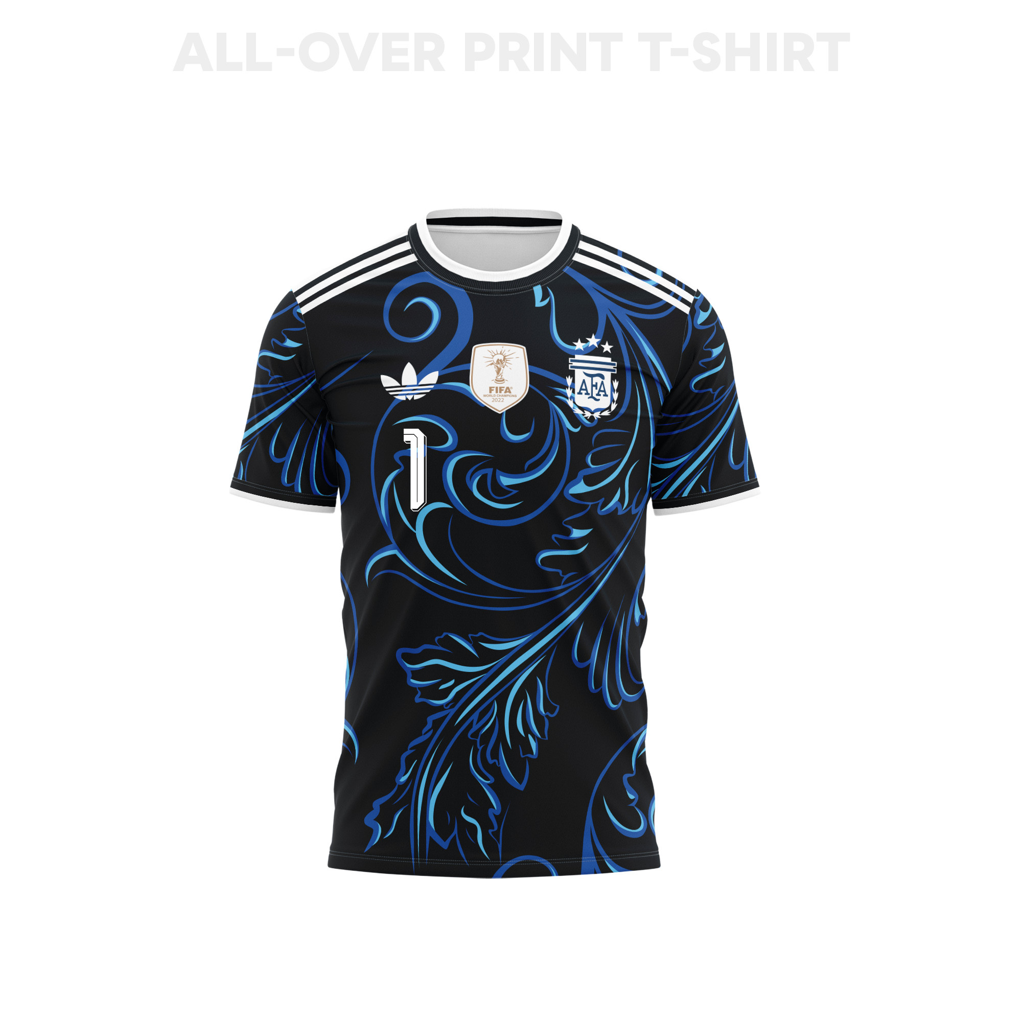 Emiliano Martínez 1 Argentina 2026 Away 3D T-Shirt Fully Printed – Unisex, Black - Jersey Teams