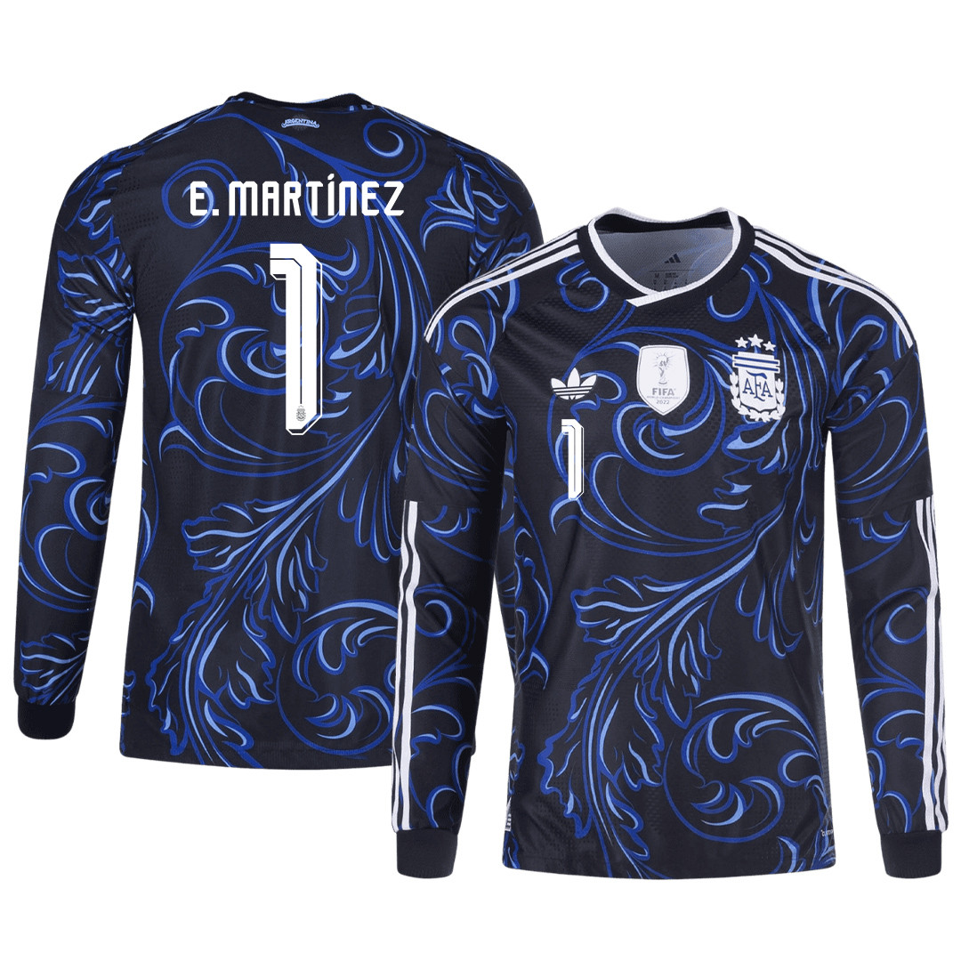 Emiliano MartÃnez 1 Argentina 2026 Away Long Sleeve Jersey – Black – Jersey Teams