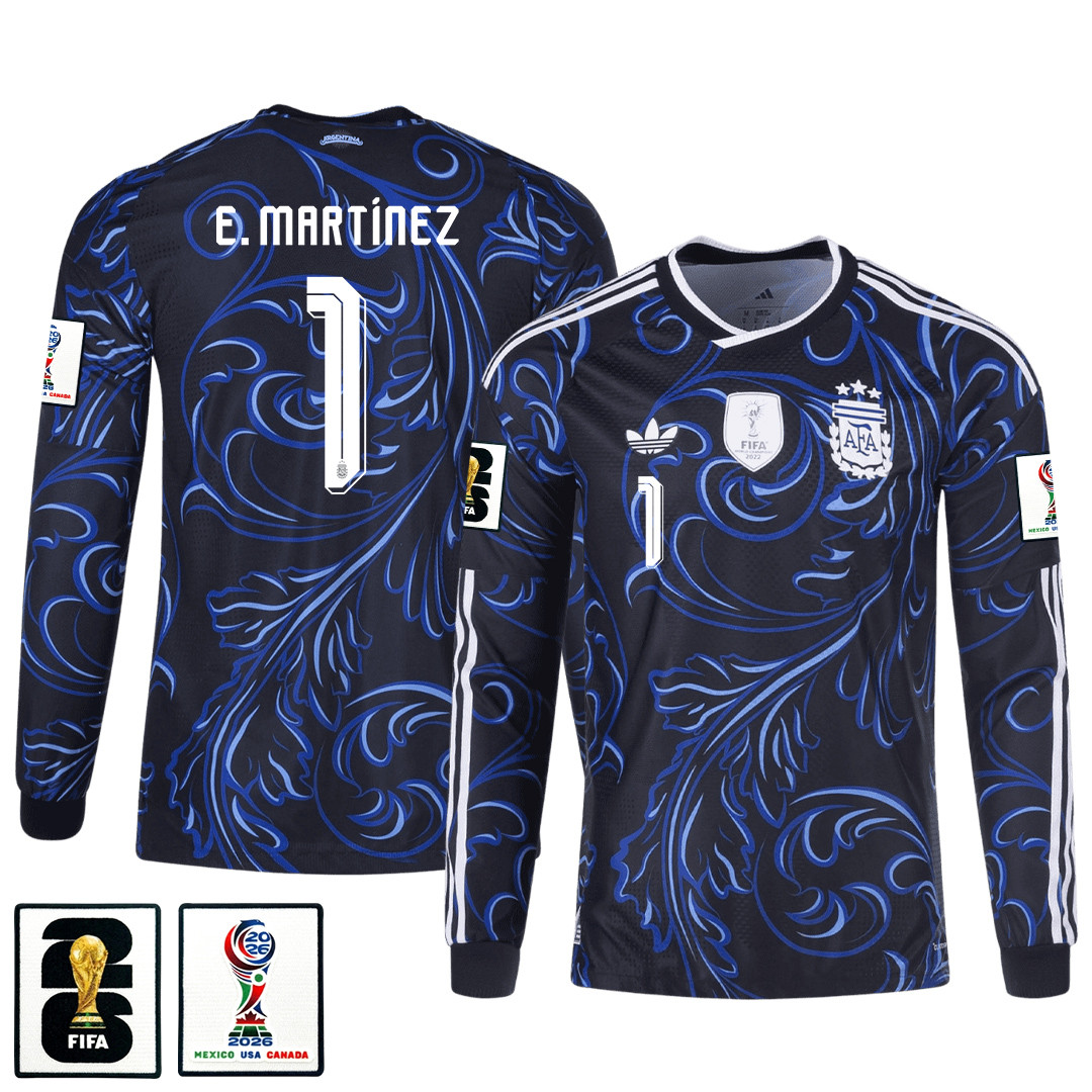 Emiliano MartÃnez 1 Argentina 2026 Away Long Sleeve Jersey - Black - Jersey Teams