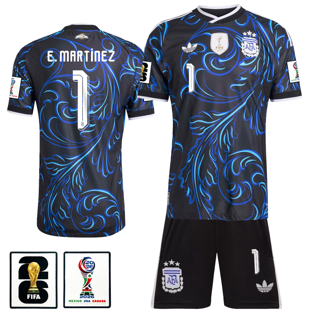 Emiliano MartÃnez 1 Argentina 2026 Away Men Jersey & Shorts Set – Black – Jersey Teams