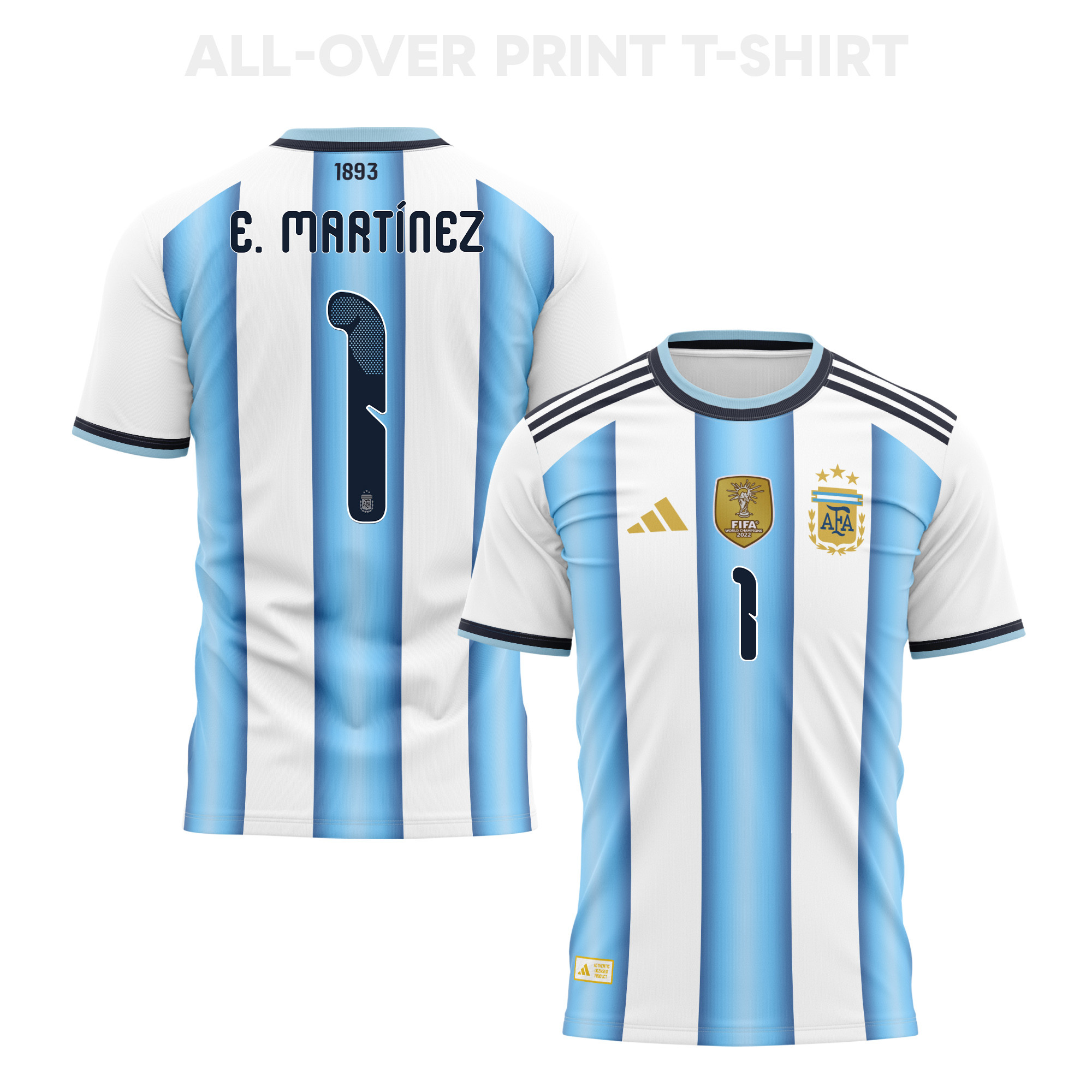 Emiliano Martínez 1 Argentina 2026 Home 3D T-Shirt Fully Printed – Unisex, White - Jersey Teams