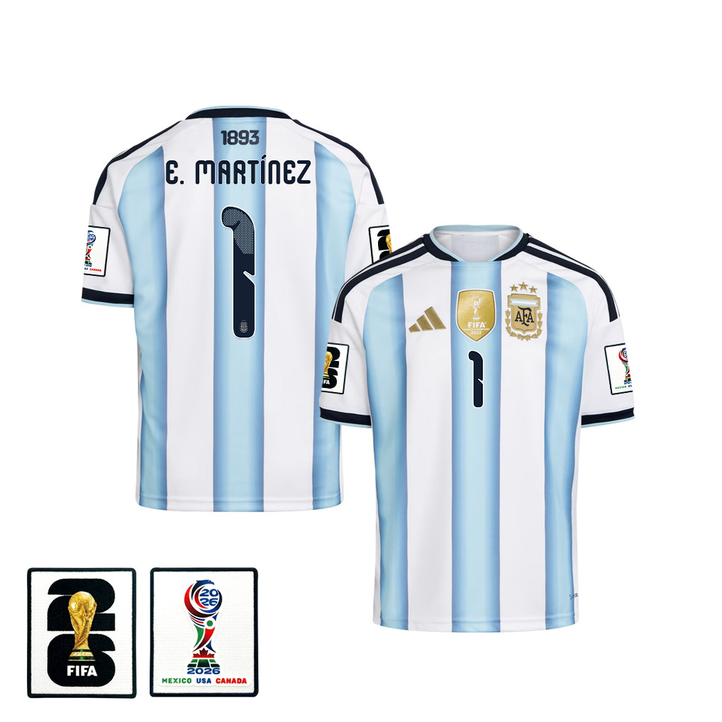Emiliano MartÃnez 1 Youth Argentina National Team 2026 Home Jersey – White – Jersey Teams