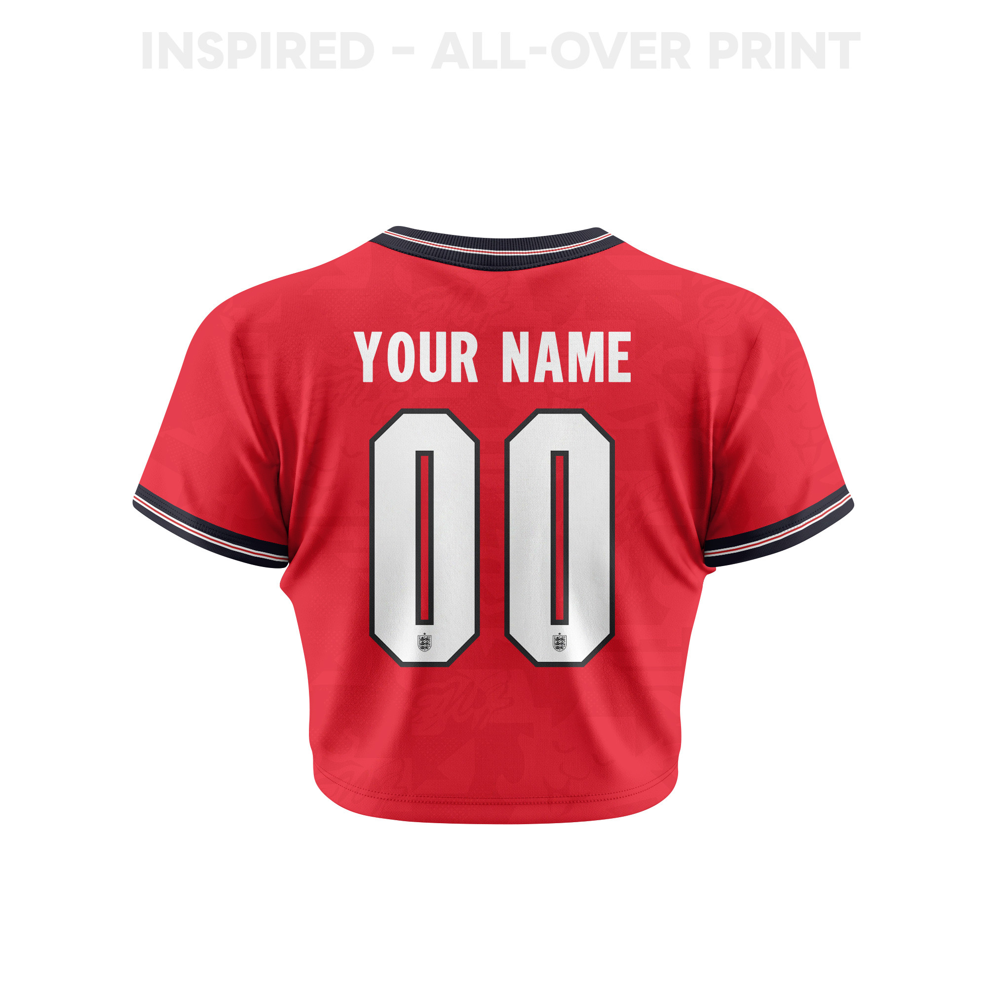 England 2026 Women's Away All-Over Print Cropped Jersey - Personalized - Red - Jersey Teams