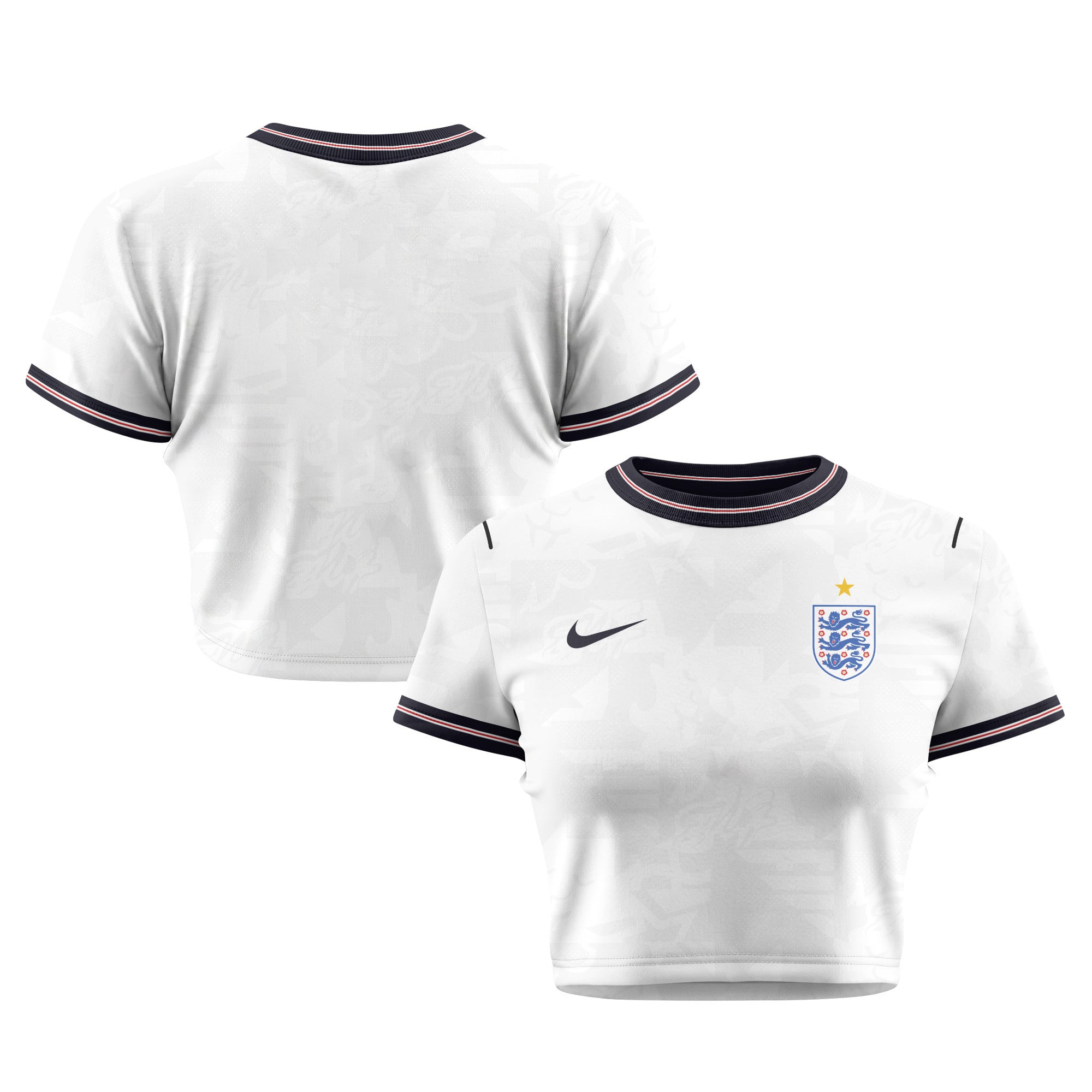 England 2026 Women's Home All-Over Print Cropped Jersey - White - Jersey Teams