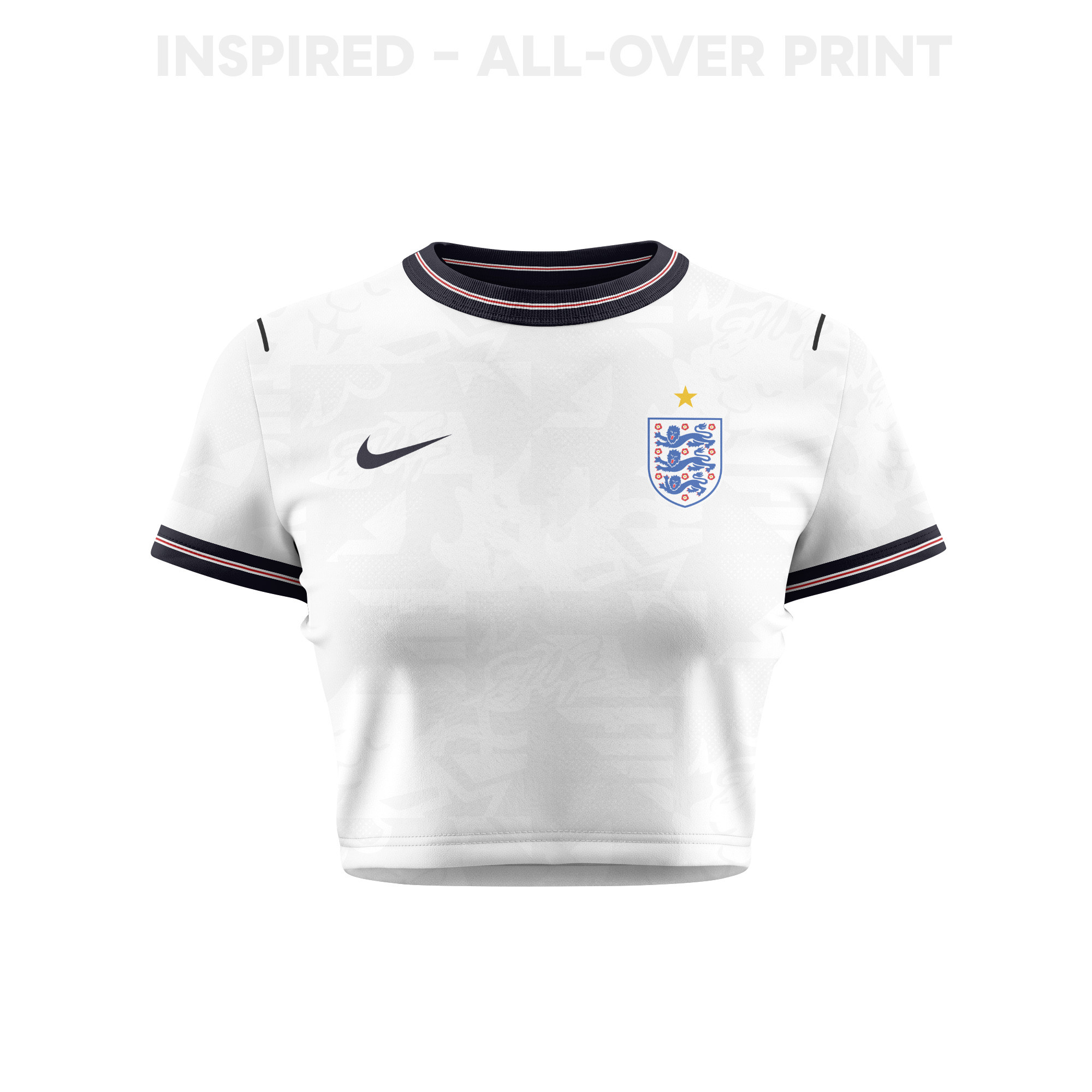 England 2026 Women's Home All-Over Print Cropped Jersey - White - Jersey Teams