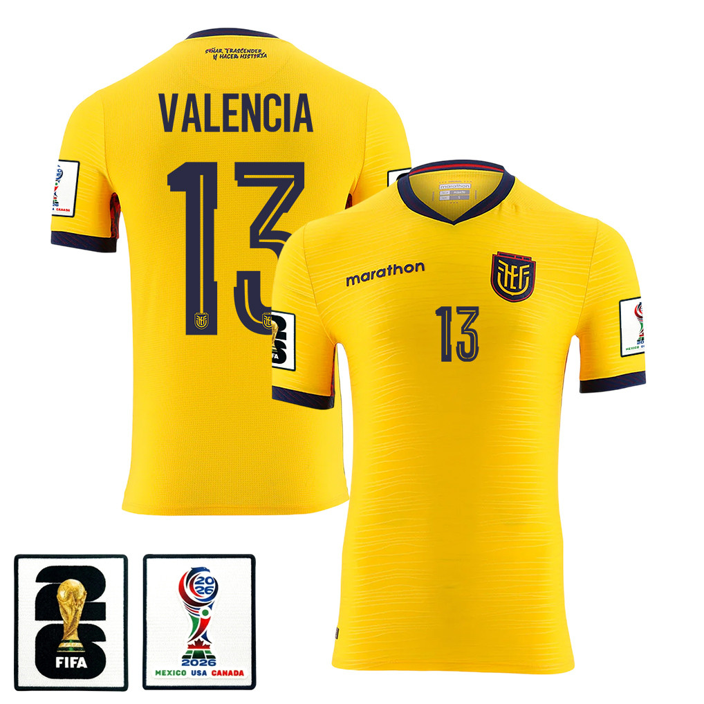 Enner Valencia 13 Ecuador National Team 2026 Home Jersey - Yellow, Men - Jersey Teams