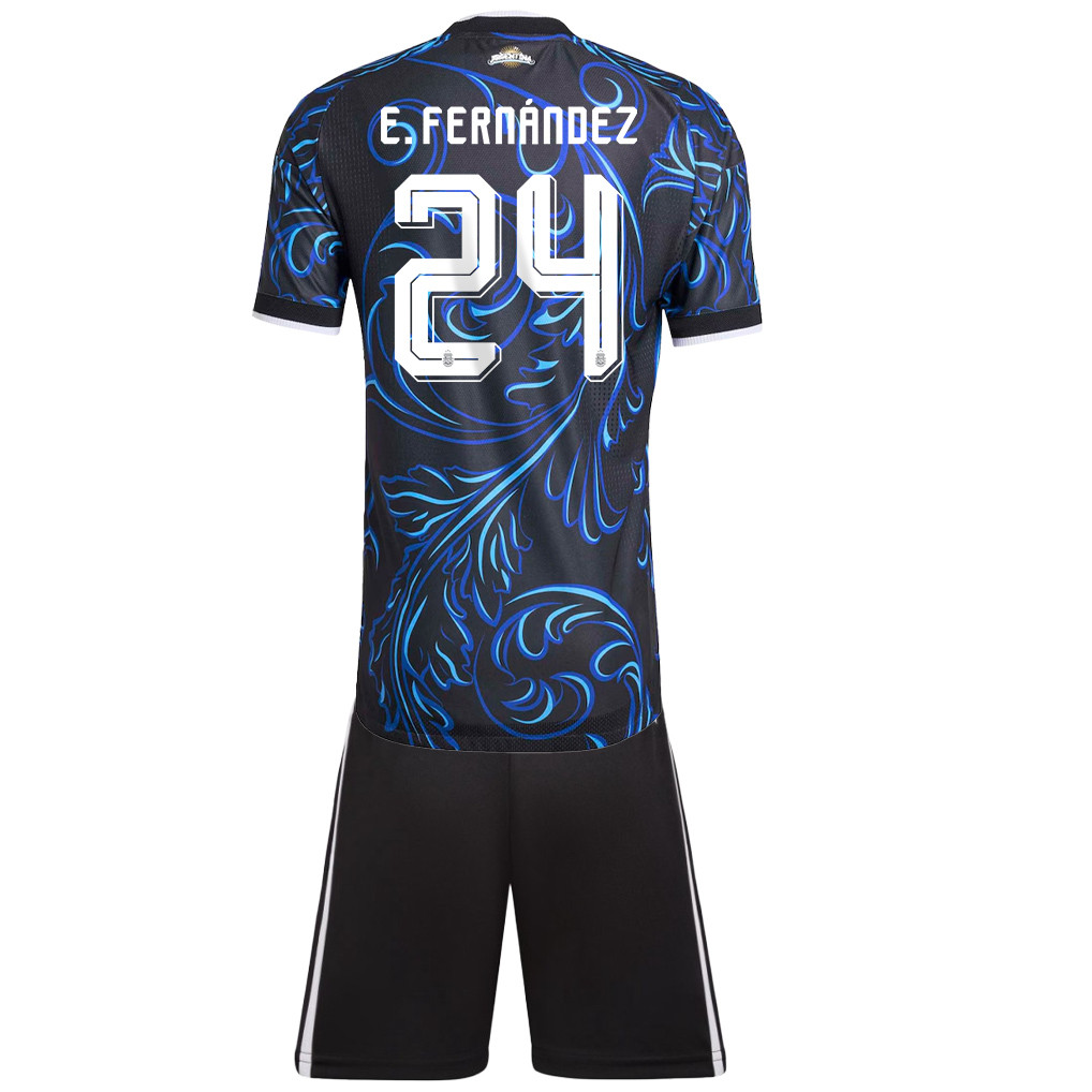 Enzo Fernández 24 Argentina 2026 Away Men Jersey & Shorts Set – Black - Jersey Teams