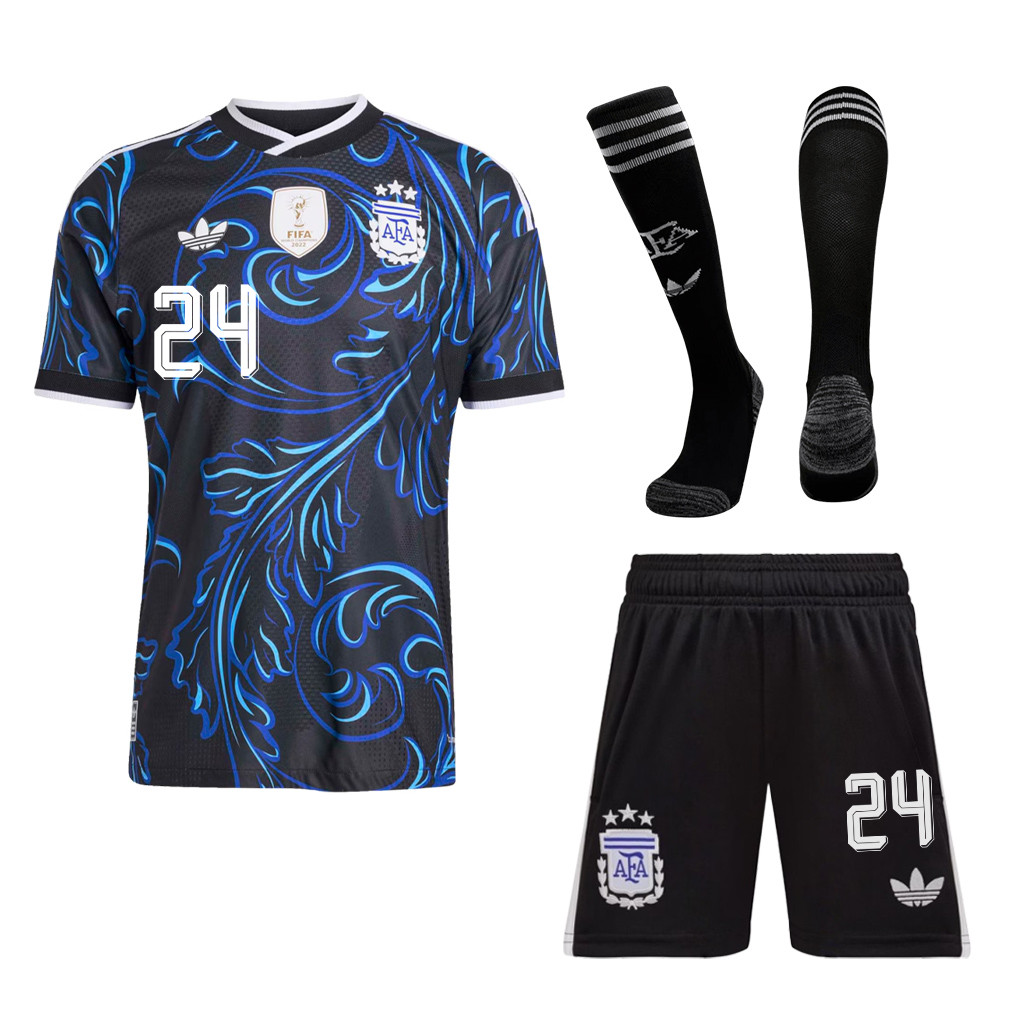 Enzo Fernández 24 Argentina 2026 Away Men Kit Set – Black - Jersey Teams