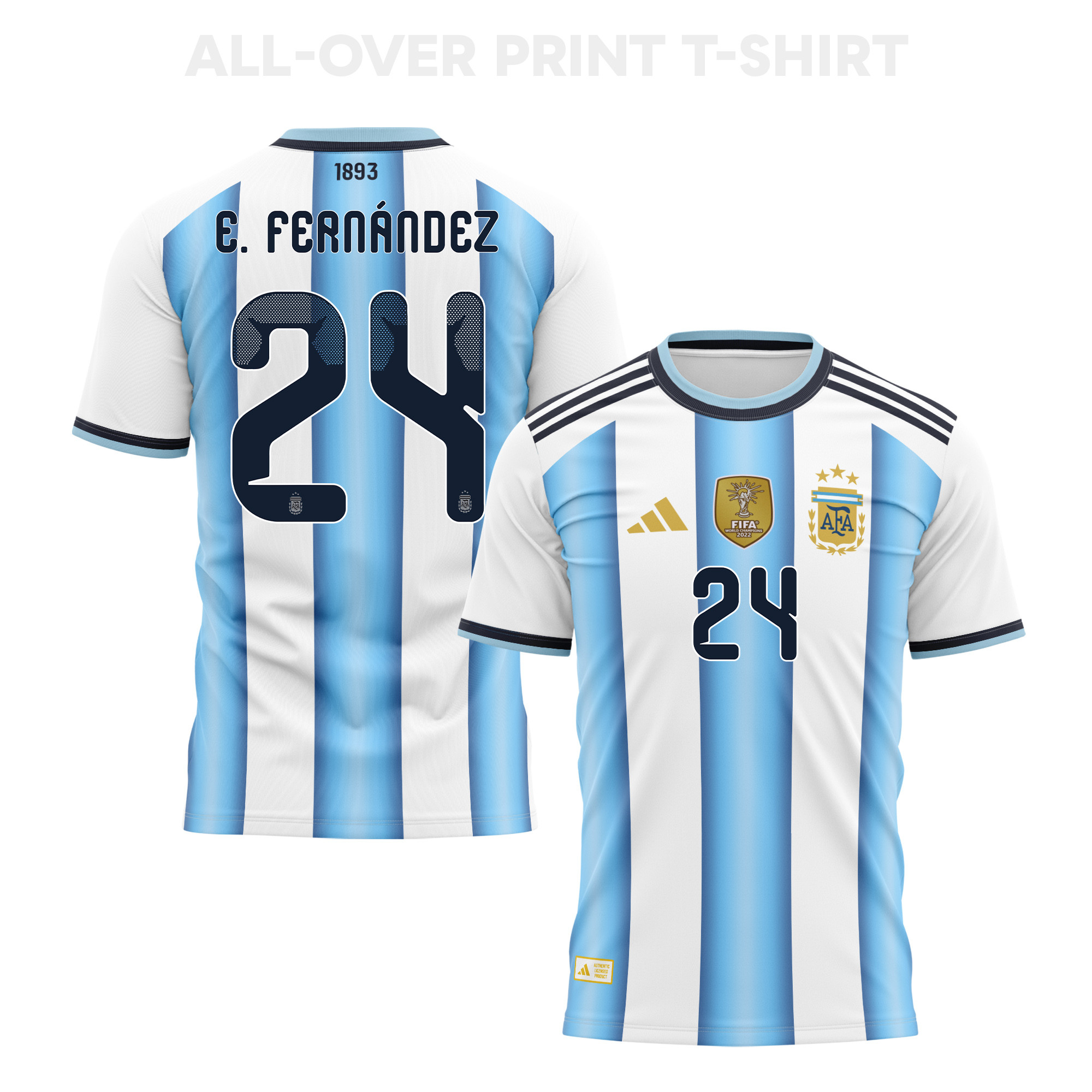 Enzo Fernández 24 Argentina 2026 Home 3D T-Shirt Fully Printed – Unisex, White - Jersey Teams