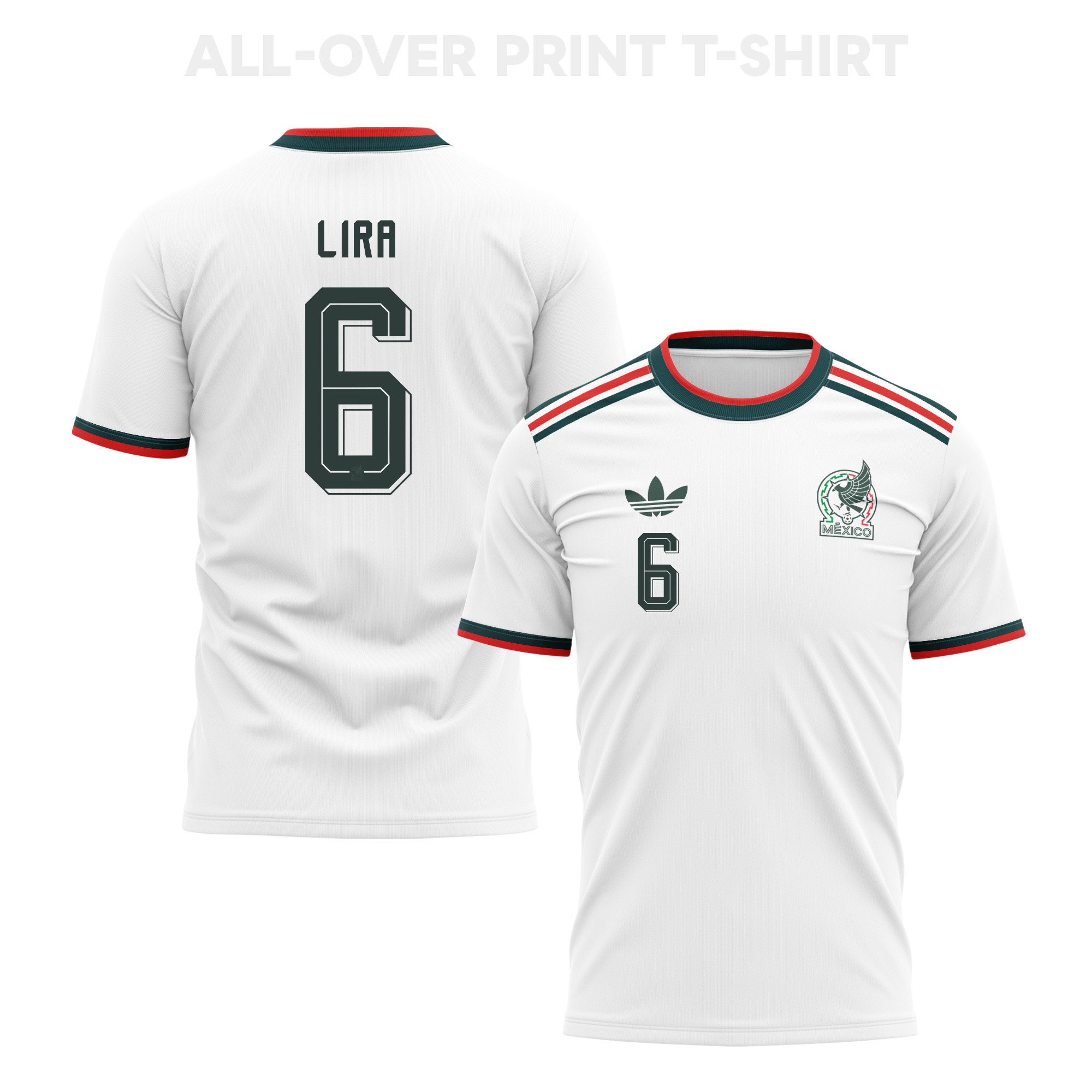 Erik Lira 6 Mexico 2026 Away 3D T-Shirt Fully Printed – Unisex, White - Jersey Teams