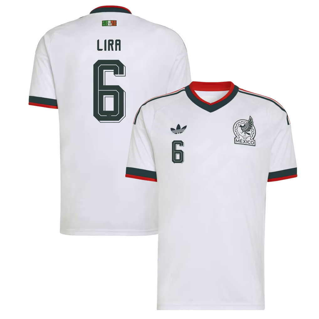 Erik Lira 6 Mexico National Team 2026 Away Jersey - White, Men - Jersey Teams