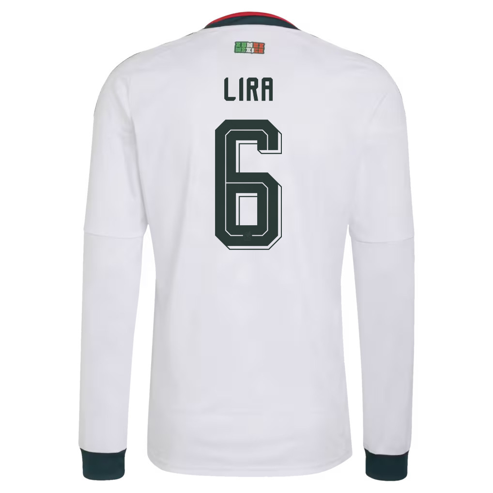Erik Lira 6 Mexico National Team 2026 Away Long Sleeve Jersey - White - Jersey Teams
