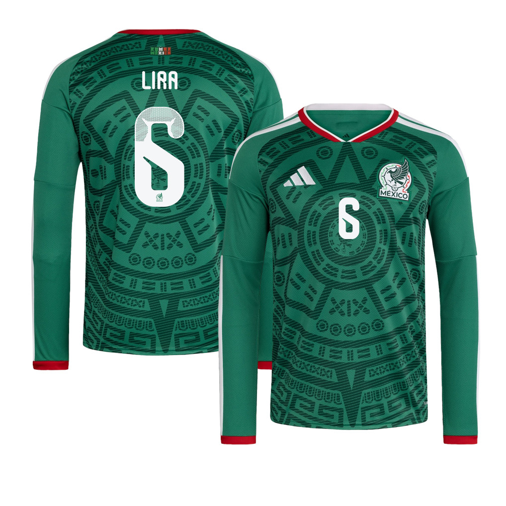 Erik Lira 6 Mexico National Team 2026 Home Long Sleeve Jersey - Green - Jersey Teams