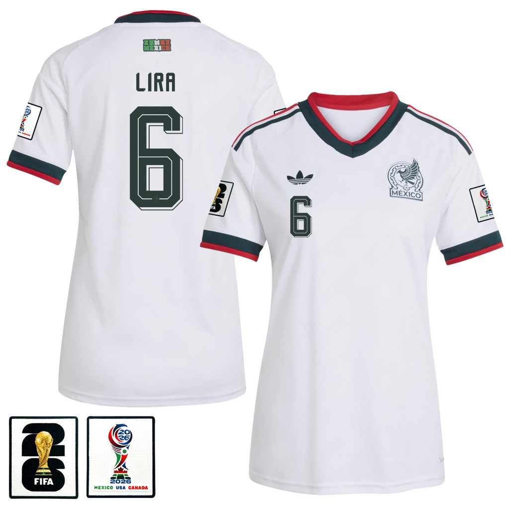 Erik Lira 6 Women's Mexico National Team 2026 Away Jersey - White - Jersey Teams