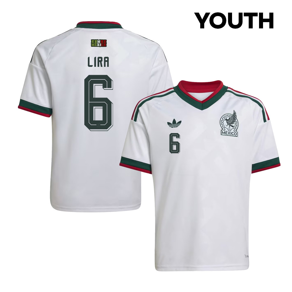 Erik Lira 6 Youth Mexico National Team 2026 Away Jersey - White - Jersey Teams