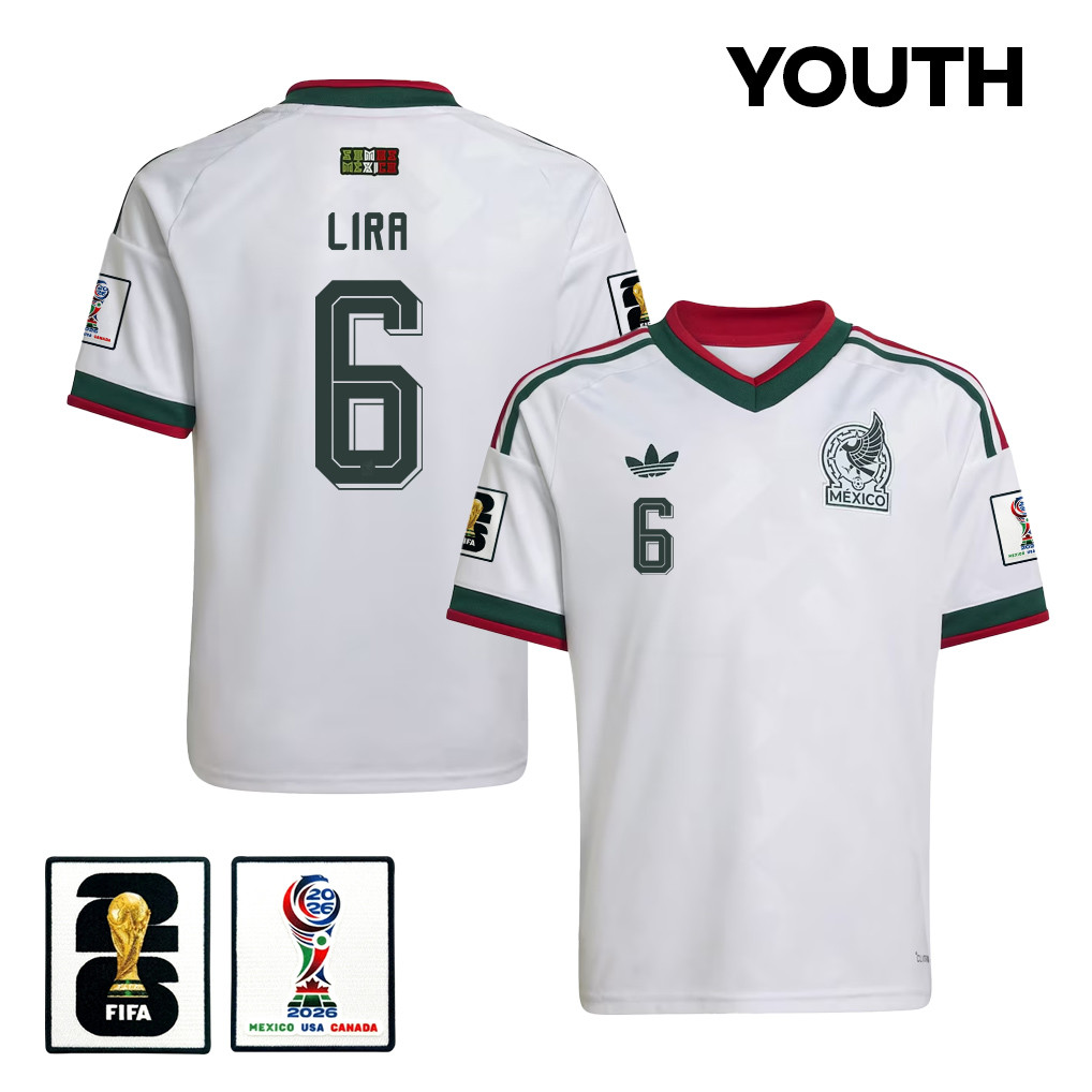 Erik Lira 6 Youth Mexico National Team 2026 Away Jersey - White - Jersey Teams