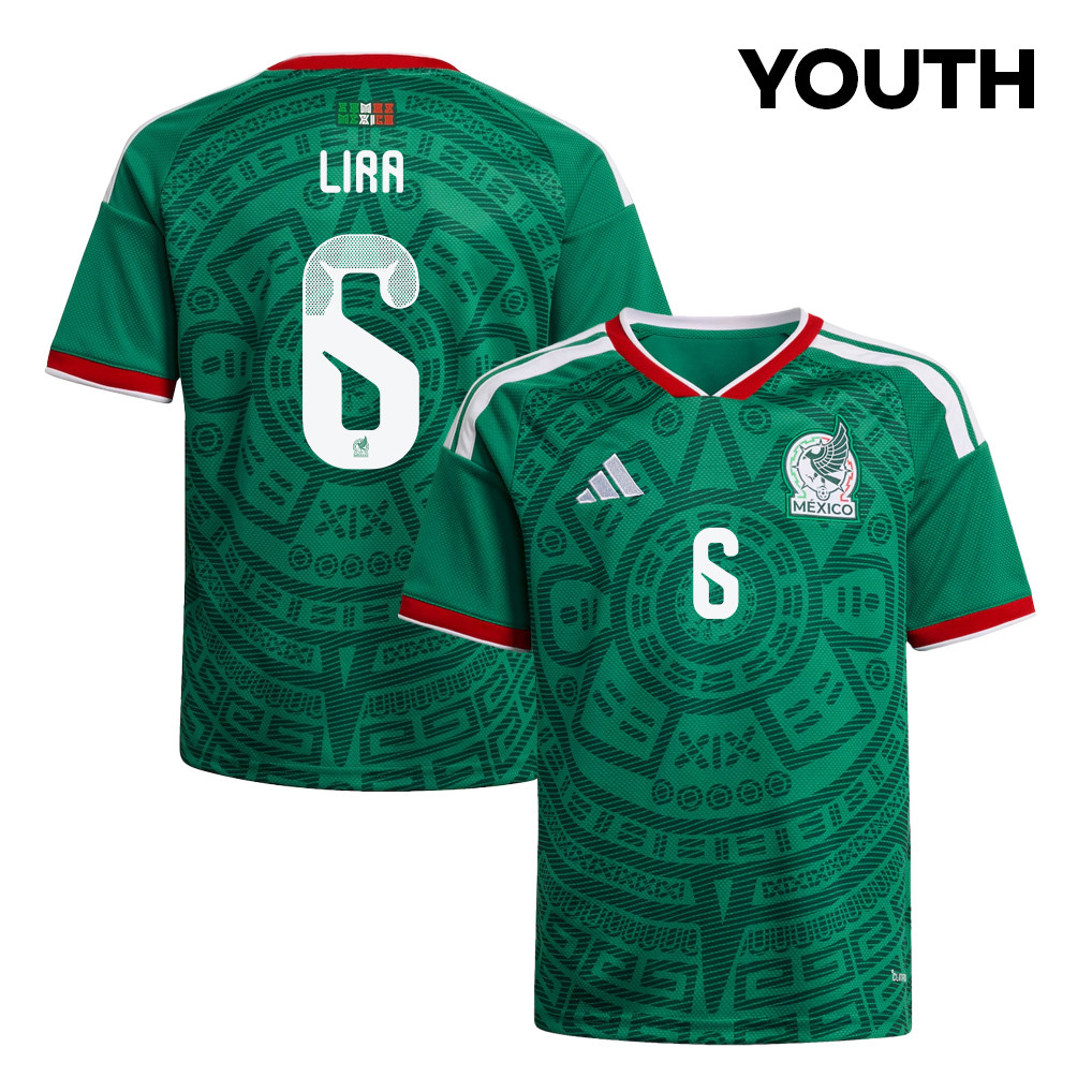 Erik Lira 6 Youth Mexico National Team 2026 Home Jersey - Green - Jersey Teams