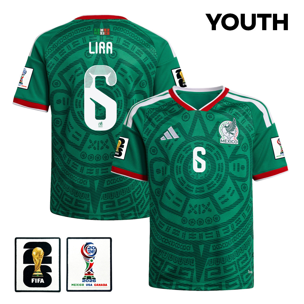 Erik Lira 6 Youth Mexico National Team 2026 Home Jersey - Green - Jersey Teams