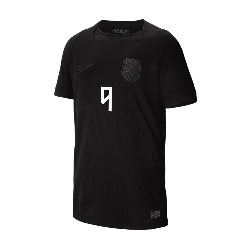 Erling Haaland 9 Youth Norway National Team 2026 Away Jersey - Black - Jersey Teams