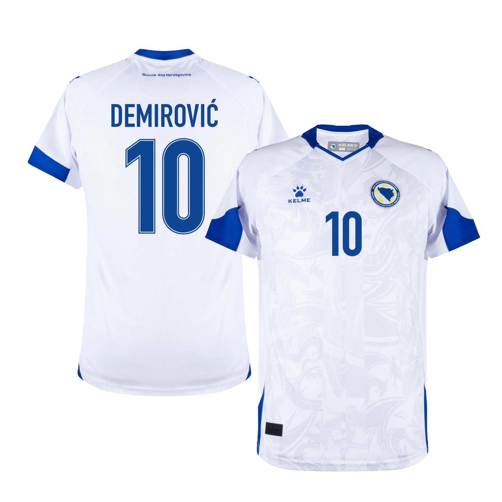 Ermedin Demirović 10 Bosnia and Herzegovina 2026 Away Jersey - White, Men - Jersey Teams