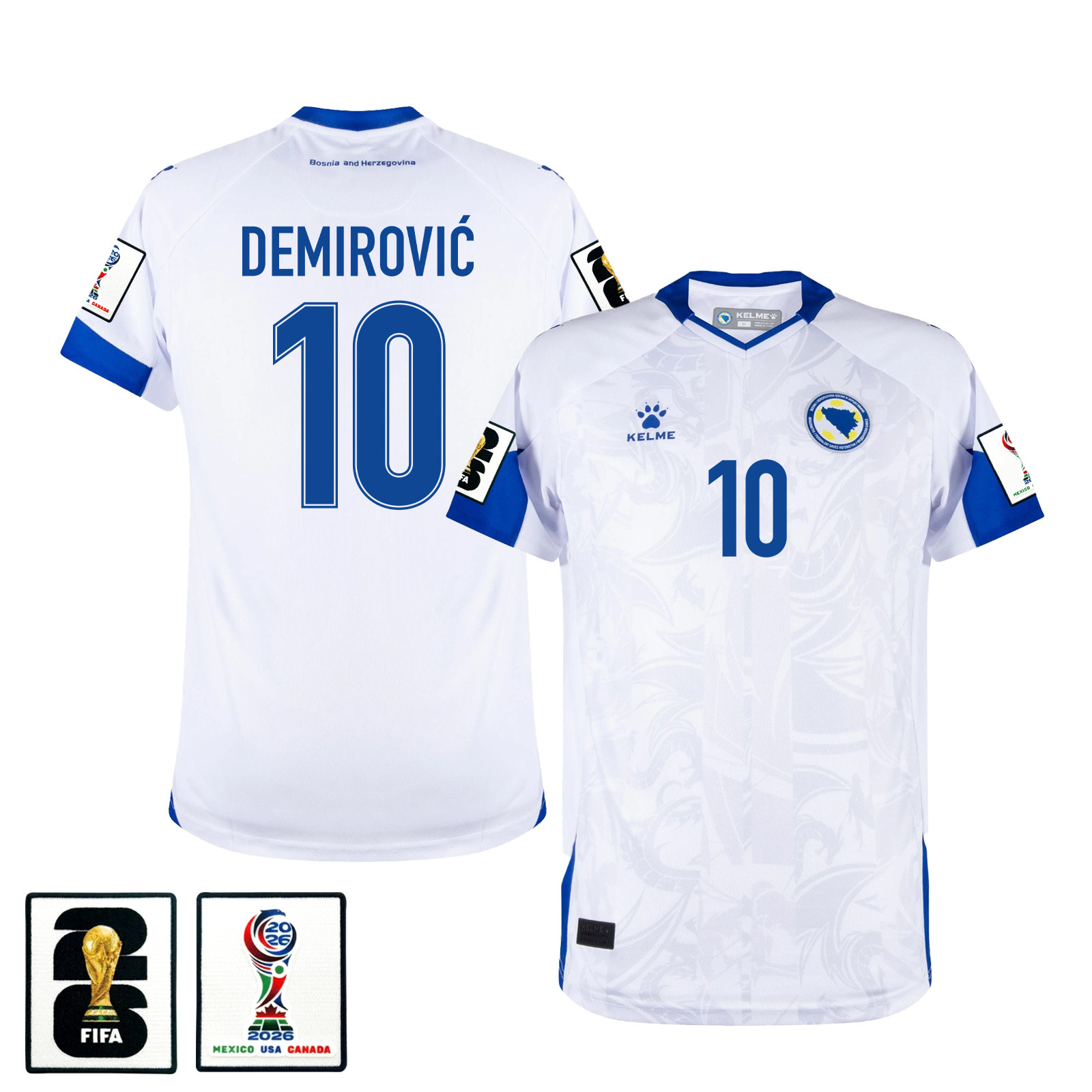 Ermedin Demirović 10 Bosnia and Herzegovina 2026 Away Jersey – White, Men – Jersey Teams