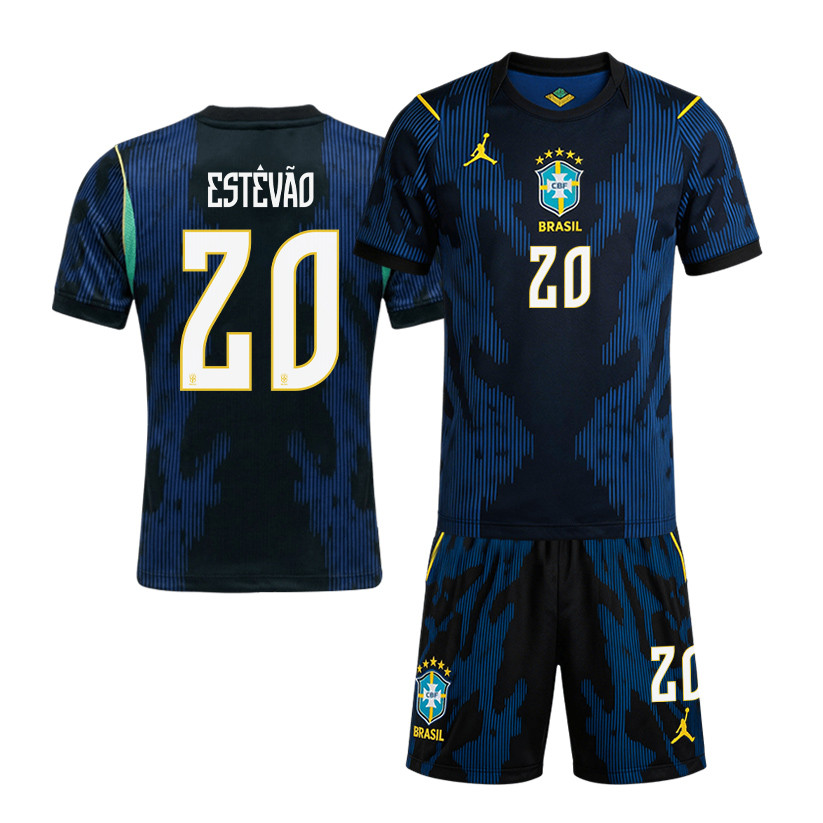 Estêvão 20 Brazil 2026 Away Men Jersey & Shorts Set – Blue - Jersey Teams