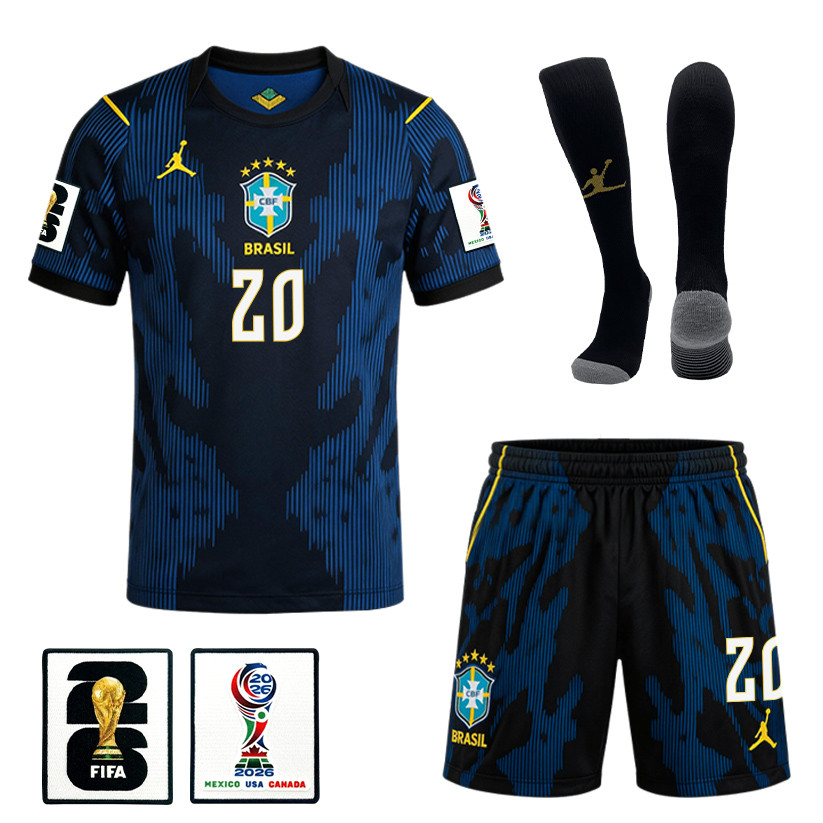Estêvão 20 Brazil 2026 Away Men Kit Set – Blue – Jersey Teams