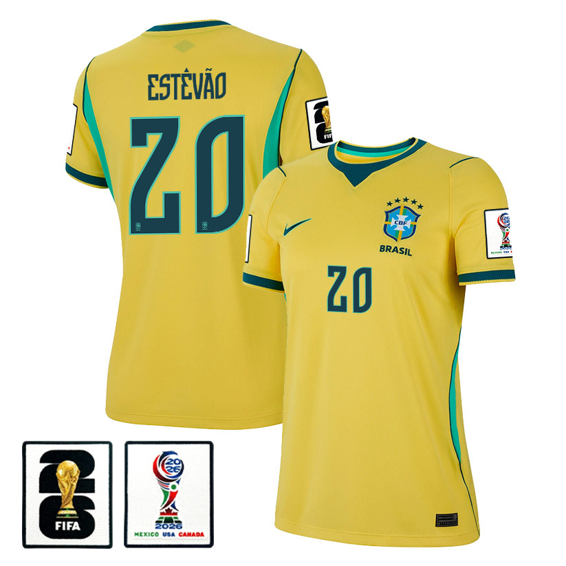 Estêvão 20 Women’s Brazil National Team 2026 Home Jersey – Yellow – Jersey Teams