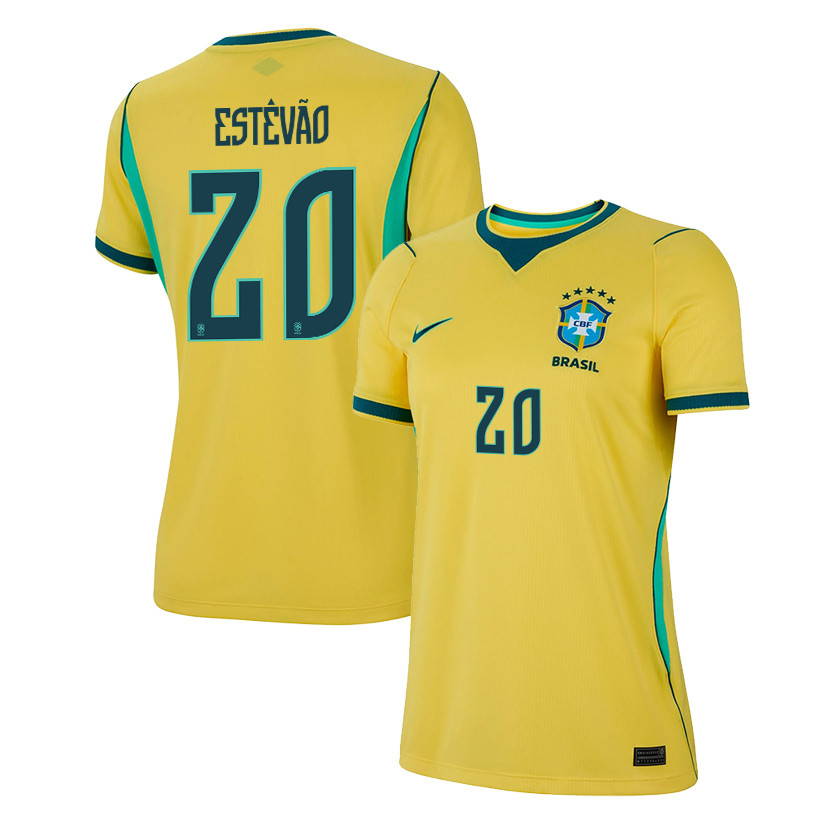 Estêvão 20 Women's Brazil National Team 2026 Home Jersey - Yellow - Jersey Teams
