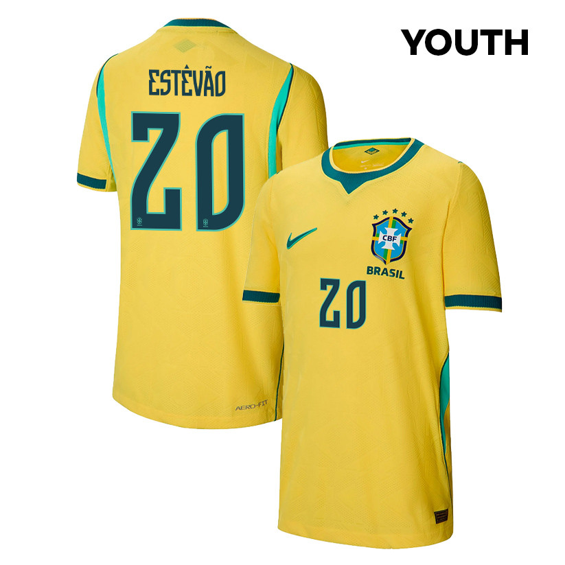 Estêvão 20 Youth Brazil National Team 2026 Home Jersey - Yellow - Jersey Teams
