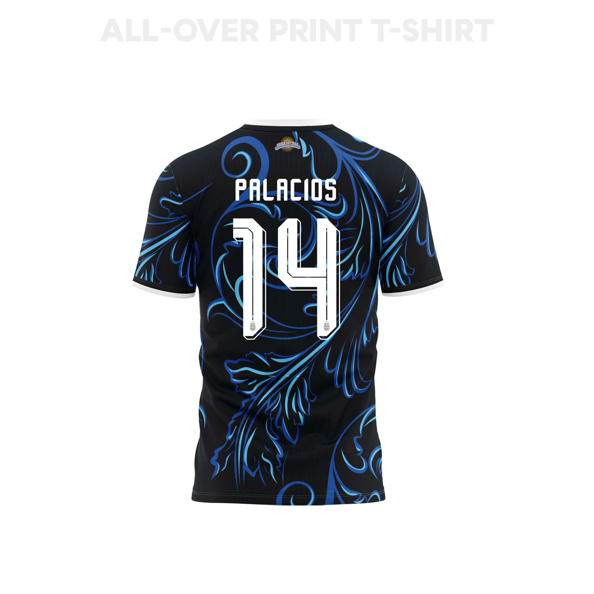 Exequiel Palacios 14 Argentina 2026 Away 3D T-Shirt Fully Printed – Unisex, Black - Jersey Teams