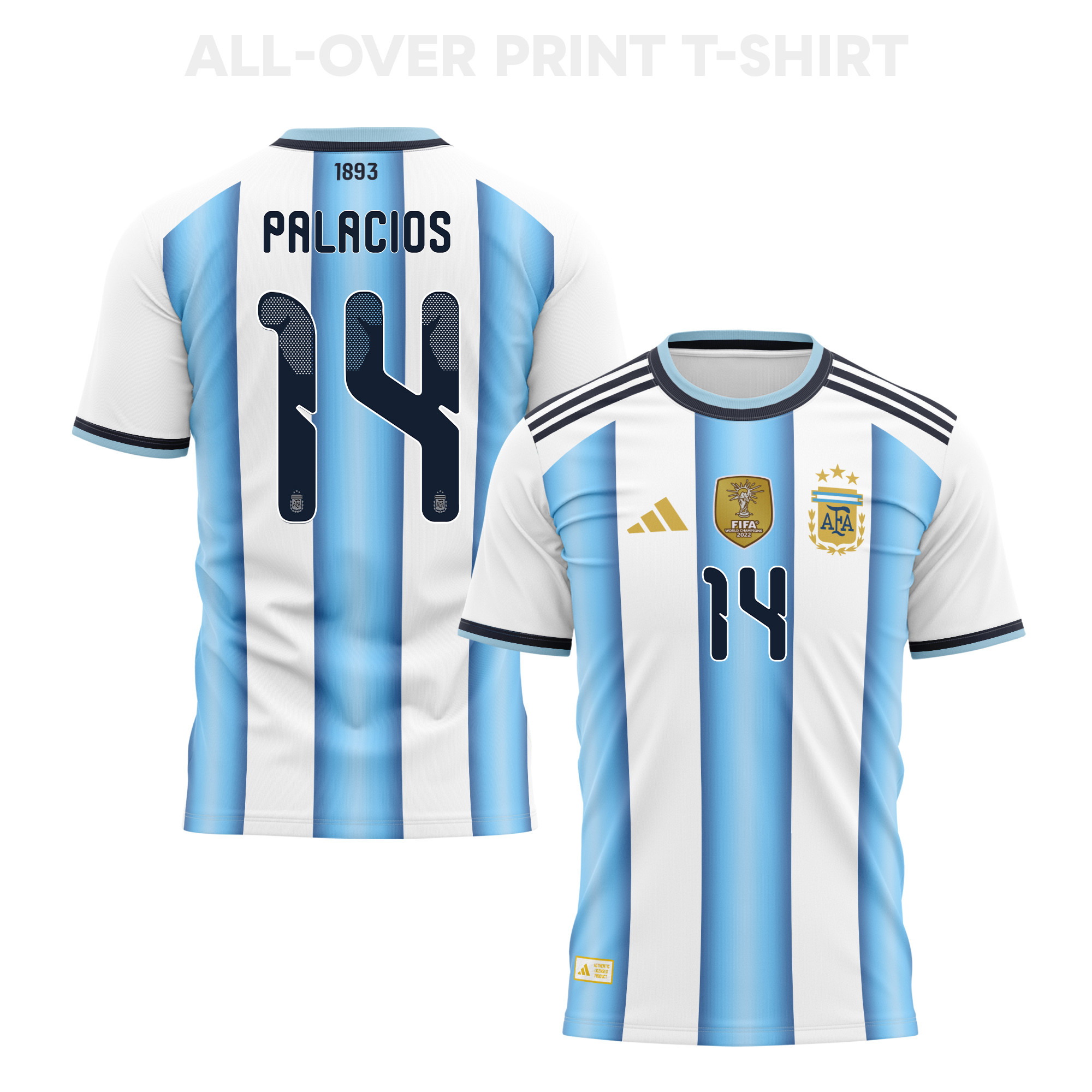 Exequiel Palacios 14 Argentina 2026 Home 3D T-Shirt Fully Printed – Unisex, White - Jersey Teams