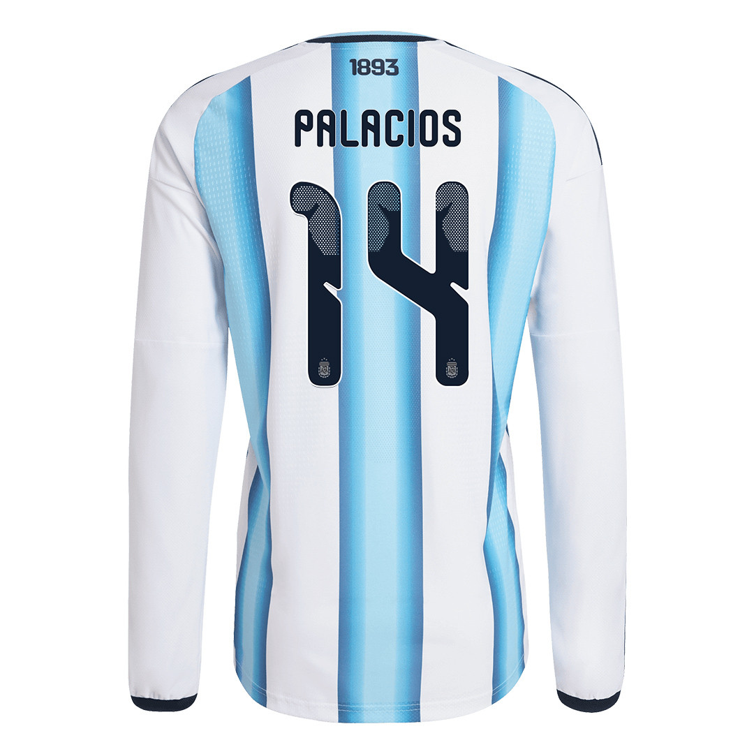Exequiel Palacios 14 Argentina 2026 Home Long Sleeve Jersey - White - Jersey Teams