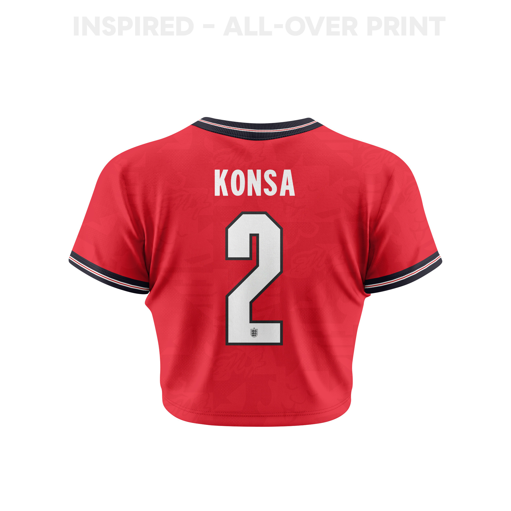 Ezri Konsa 2 England 2026 Women's Home All-Over Print Cropped Jersey - Red - Jersey Teams