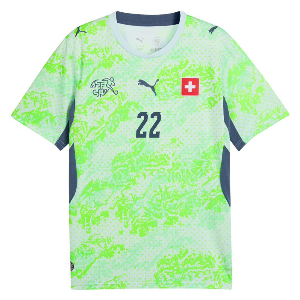 Fabian Rieder 22 Switzerland National Team 2026 Away Jersey - Men, Green - Jersey Teams