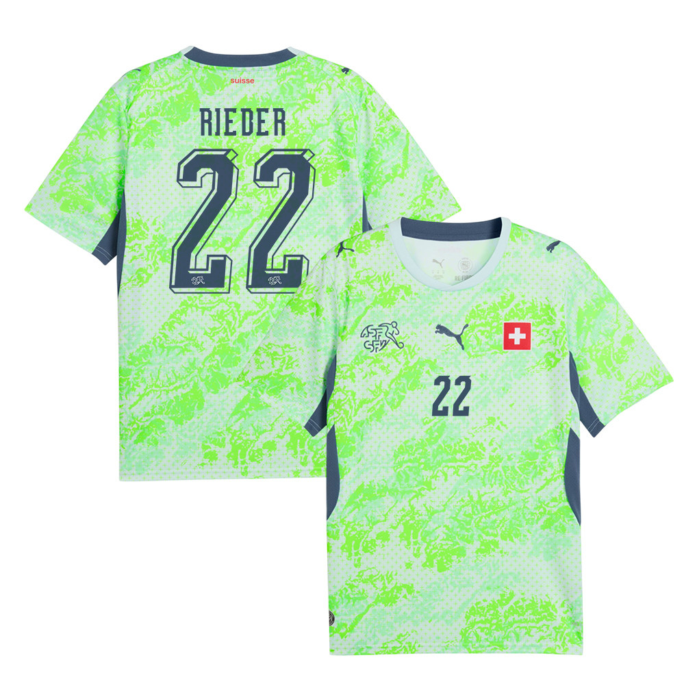 Fabian Rieder 22 Switzerland National Team 2026 Away Jersey - Men, Green - Jersey Teams