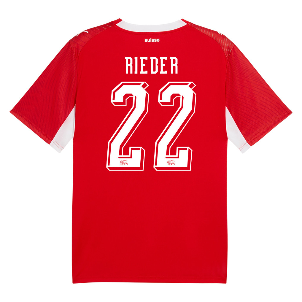 Fabian Rieder 22 Switzerland National Team 2026 x World Cup Patch Home Jersey - Red, Men - Jersey Teams
