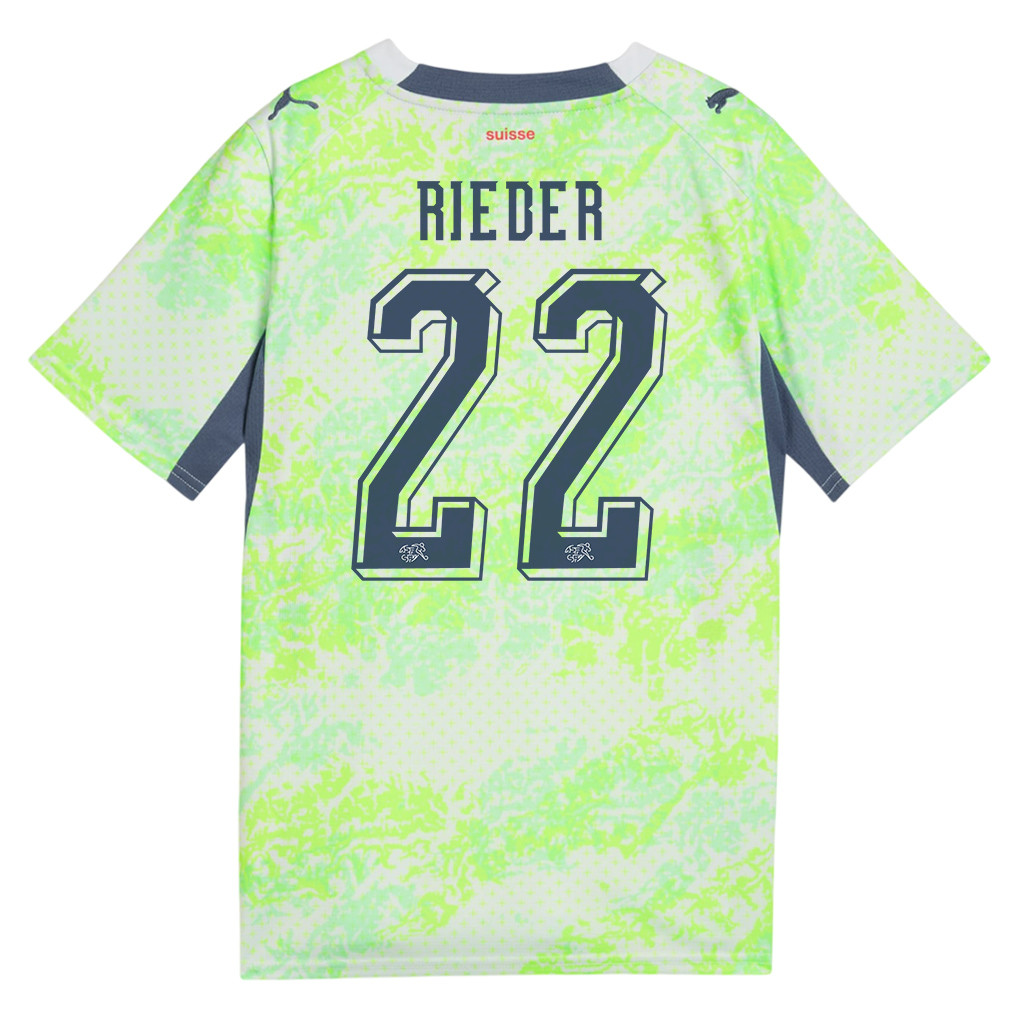 Fabian Rieder 22 Youth Switzerland National Team 2026 Away Jersey - Green - Jersey Teams