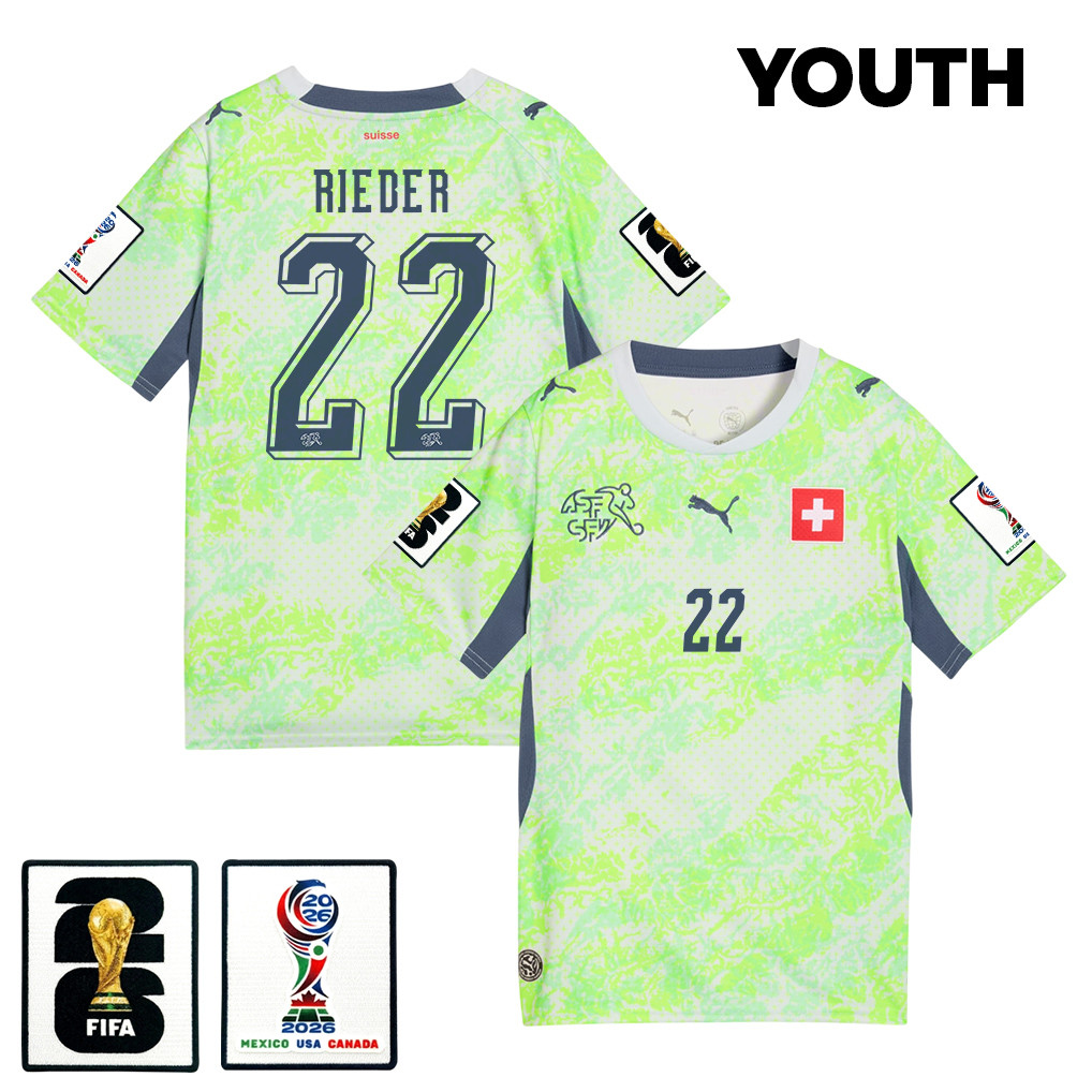 Fabian Rieder 22 Youth Switzerland National Team 2026 Away Jersey - Green - Jersey Teams