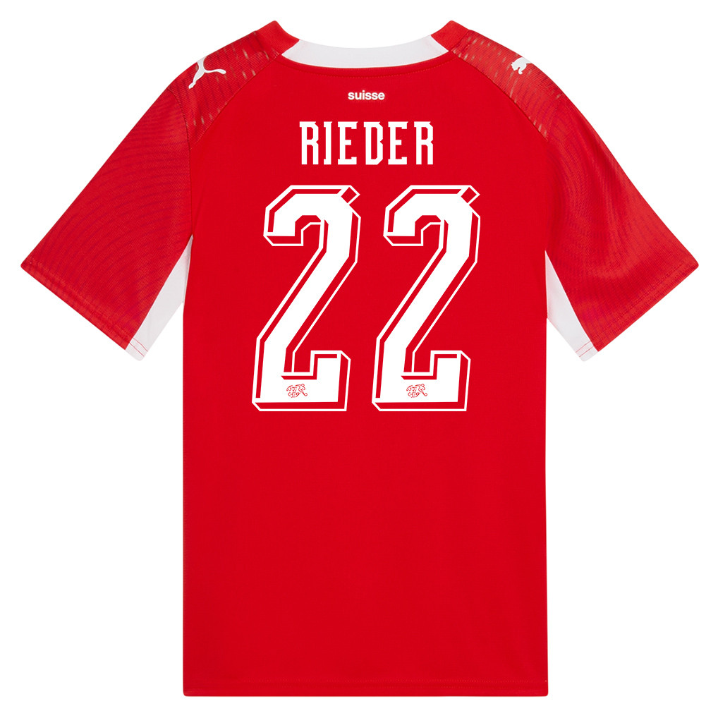 Fabian Rieder 22 Youth Switzerland National Team 2026 Home Jersey - Red - Jersey Teams
