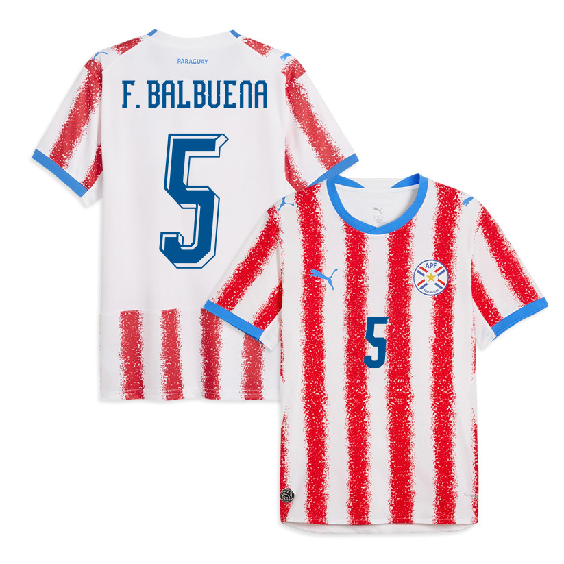 Fabián Balbuena 5 Paraguay National Team 2026 Home Jersey - White/Red, Men - Jersey Teams