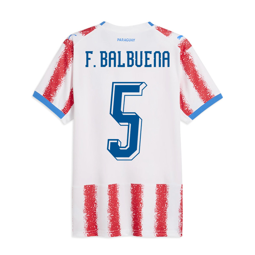 Fabián Balbuena 5 Youth Paraguay National Team 2026 Home Jersey - White/Red - Jersey Teams