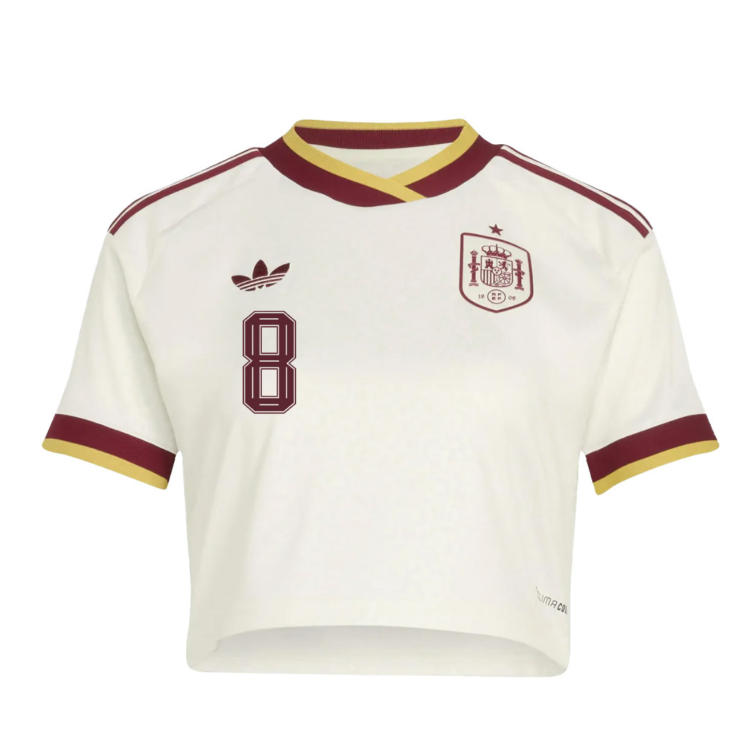 Fabián Ruiz 8 Spain 2026 Away Women’s Cropped Jersey - White - Jersey Teams