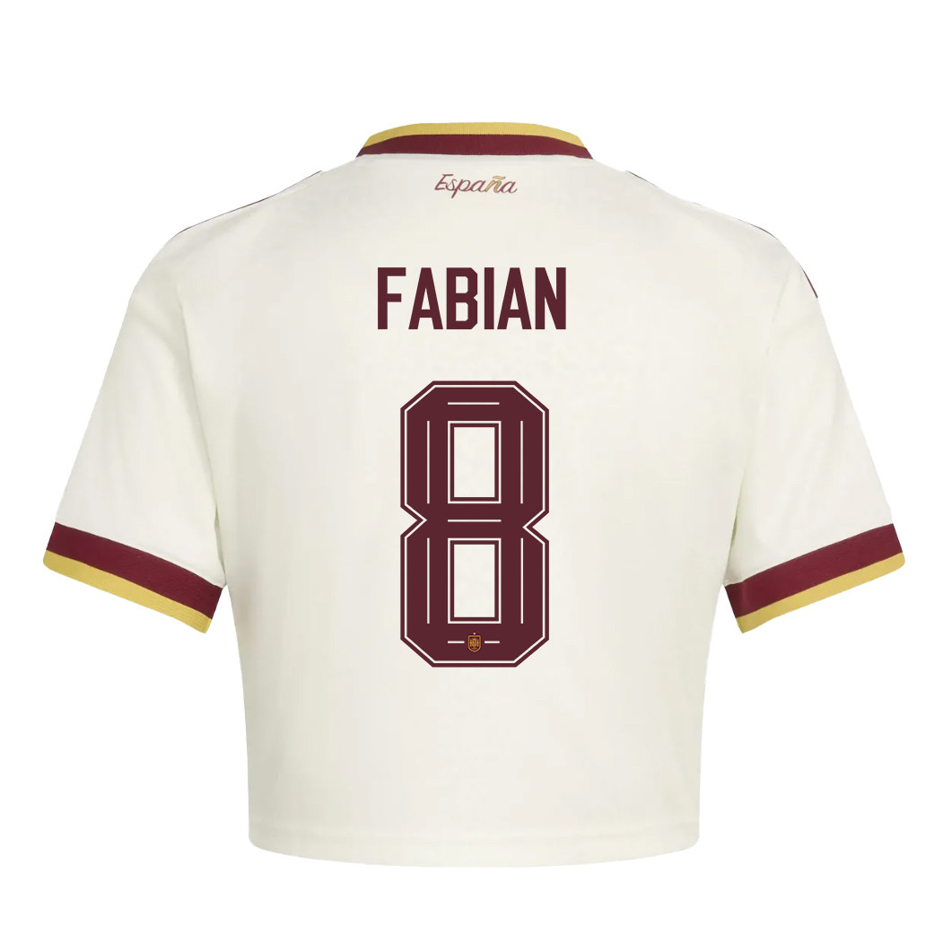 Fabián Ruiz 8 Spain 2026 Away Women’s Cropped Jersey - White - Jersey Teams