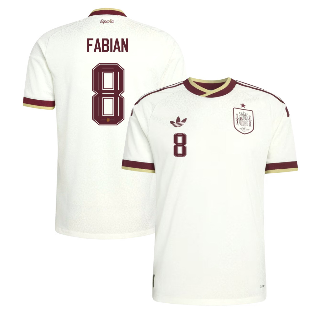 Fabián Ruiz 8 Spain National Team 2026 Away Jersey - White, Men - Jersey Teams