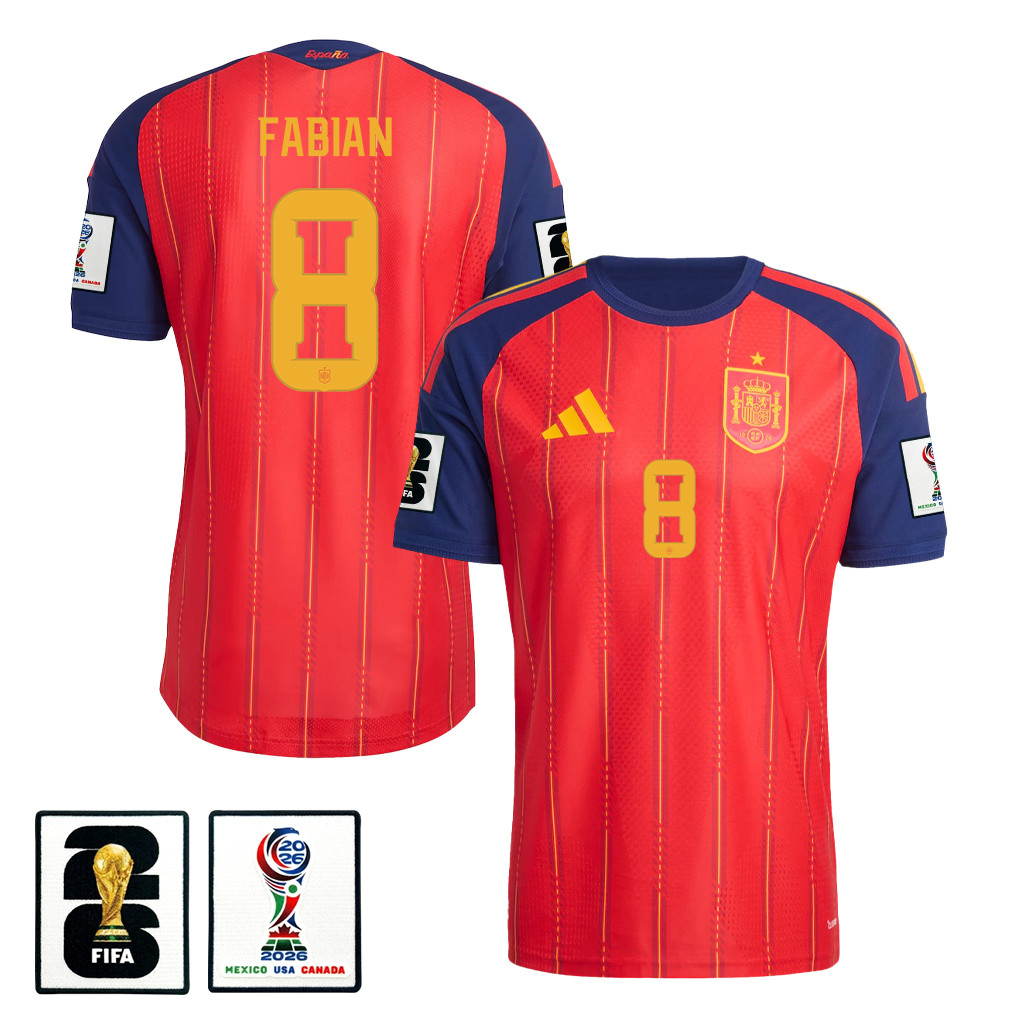 Fabián Ruiz 8 Spain National Team 2026 x World Cup Patch Home Jersey - Red, Men - Jersey Teams