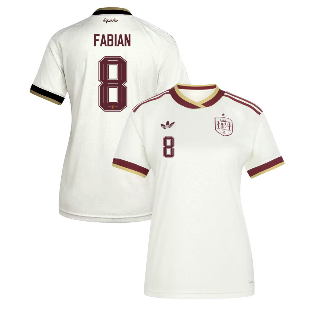 Fabián Ruiz 8 Women's Spain National Team 2026 Away Jersey - White - Jersey Teams