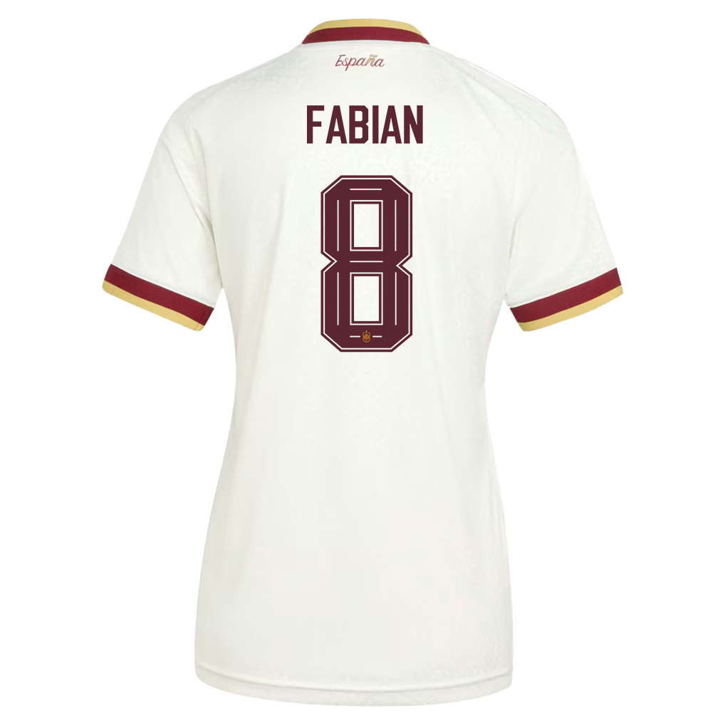 Fabián Ruiz 8 Women's Spain National Team 2026 Away Jersey - White - Jersey Teams